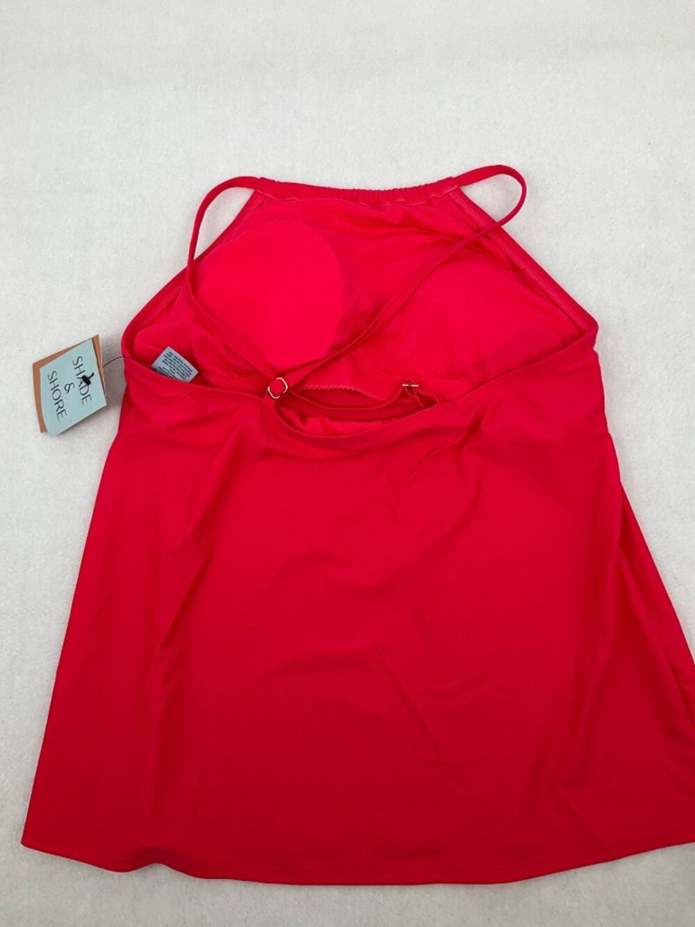 Shade & Shore size Medium 8-10 Red Tankini Top Adjustable Straps Swimwear - Picture 3 of 7